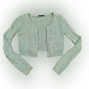 Brandy Melville Cable Knit Sweater Crop Top Sky Blue - S